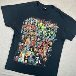 Y2K Marvel Civil War Graphic T-Shirt Mens M Black Mad Engine 2011 Collage Tee